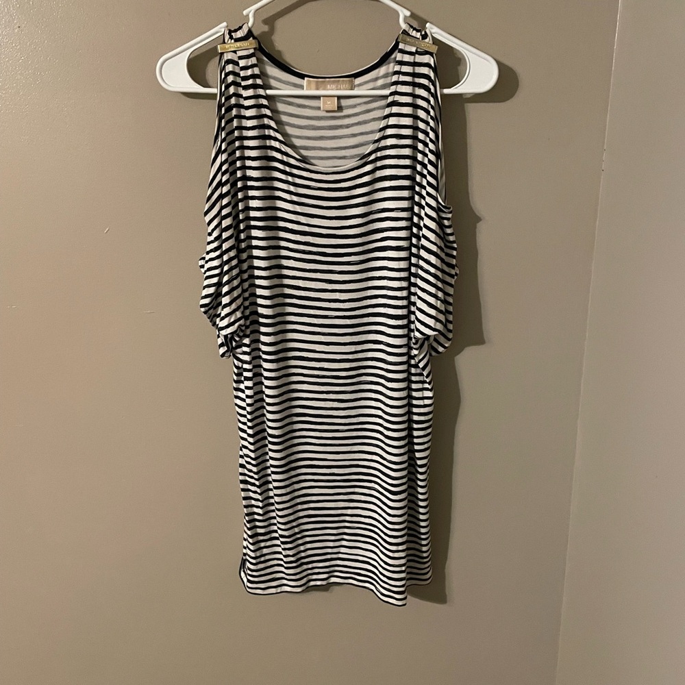 Michael Kors Black and White Striped Blouse